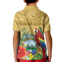 Costa Rica Independence Day Kid Polo Shirt Scarlet Macaw Parrot Tropical Flowers - Wonder Print Shop