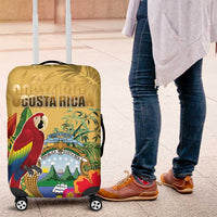 Costa Rica Independence Day Luggage Cover Scarlet Macaw Parrot Tropical Flowers - Wonder Print Shop