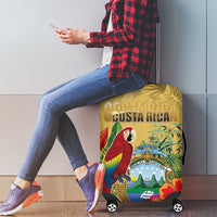 Costa Rica Independence Day Luggage Cover Scarlet Macaw Parrot Tropical Flowers - Wonder Print Shop