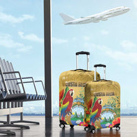 Costa Rica Independence Day Luggage Cover Scarlet Macaw Parrot Tropical Flowers - Wonder Print Shop