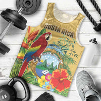 Costa Rica Independence Day Men Tank Top Scarlet Macaw Parrot Tropical Flowers - Wonder Print Shop