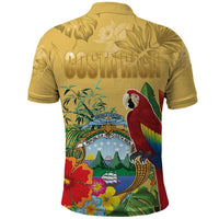 Costa Rica Independence Day Polo Shirt Scarlet Macaw Parrot Tropical Flowers - Wonder Print Shop