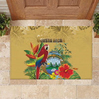 Costa Rica Independence Day Rubber Doormat Scarlet Macaw Parrot Tropical Flowers - Wonder Print Shop
