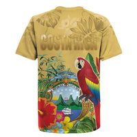 Costa Rica Independence Day Rugby Jersey Scarlet Macaw Parrot Tropical Flowers - Wonder Print Shop