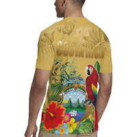 Costa Rica Independence Day Rugby Jersey Scarlet Macaw Parrot Tropical Flowers - Wonder Print Shop
