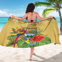 Costa Rica Independence Day Sarong Scarlet Macaw Parrot Tropical Flowers - Wonder Print Shop