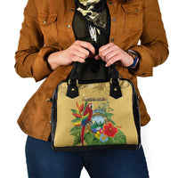 Costa Rica Independence Day Shoulder Handbag Scarlet Macaw Parrot Tropical Flowers - Wonder Print Shop