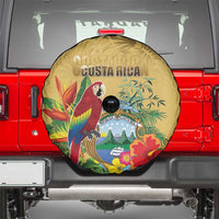 Costa Rica Independence Day Spare Tire Cover Scarlet Macaw Parrot Tropical Flowers - Wonder Print Shop