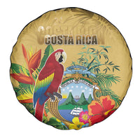 Costa Rica Independence Day Spare Tire Cover Scarlet Macaw Parrot Tropical Flowers - Wonder Print Shop