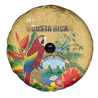 Costa Rica Independence Day Spare Tire Cover Scarlet Macaw Parrot Tropical Flowers - Wonder Print Shop