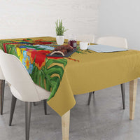 Costa Rica Independence Day Tablecloth Scarlet Macaw Parrot Tropical Flowers - Wonder Print Shop