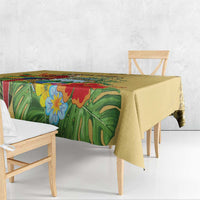 Costa Rica Independence Day Tablecloth Scarlet Macaw Parrot Tropical Flowers - Wonder Print Shop