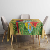 Costa Rica Independence Day Tablecloth Scarlet Macaw Parrot Tropical Flowers - Wonder Print Shop