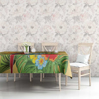 Costa Rica Independence Day Tablecloth Scarlet Macaw Parrot Tropical Flowers - Wonder Print Shop