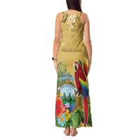 Costa Rica Independence Day Tank Maxi Dress Scarlet Macaw Parrot Tropical Flowers - Wonder Print Shop