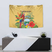 Costa Rica Independence Day Tapestry Scarlet Macaw Parrot Tropical Flowers - Wonder Print Shop