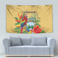 Costa Rica Independence Day Tapestry Scarlet Macaw Parrot Tropical Flowers - Wonder Print Shop