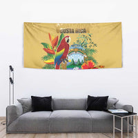 Costa Rica Independence Day Tapestry Scarlet Macaw Parrot Tropical Flowers - Wonder Print Shop