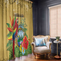 Costa Rica Independence Day Window Curtain Scarlet Macaw Parrot Tropical Flowers - Wonder Print Shop