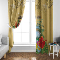 Costa Rica Independence Day Window Curtain Scarlet Macaw Parrot Tropical Flowers - Wonder Print Shop