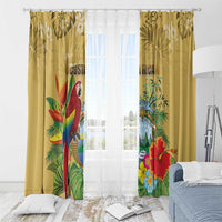 Costa Rica Independence Day Window Curtain Scarlet Macaw Parrot Tropical Flowers - Wonder Print Shop