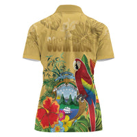 Costa Rica Independence Day Women Polo Shirt Scarlet Macaw Parrot Tropical Flowers - Wonder Print Shop