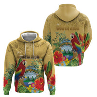 Costa Rica Independence Day Zip Hoodie Scarlet Macaw Parrot Tropical Flowers - Wonder Print Shop