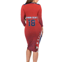 Custom Costa Rica Football Family Matching Long Sleeve Bodycon Dress and Hawaiian Shirt Los Ticos Sporty Style - Wonder Print Shop