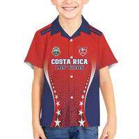 Custom Costa Rica Football Family Matching Long Sleeve Bodycon Dress and Hawaiian Shirt Los Ticos Sporty Style - Wonder Print Shop