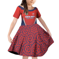 Custom Costa Rica Football Family Matching Off Shoulder Short Dress and Hawaiian Shirt Los Ticos Sporty Style - Wonder Print Shop
