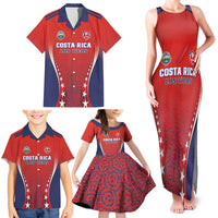 Custom Costa Rica Football Family Matching Tank Maxi Dress and Hawaiian Shirt Los Ticos Sporty Style - Wonder Print Shop