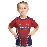 Custom Costa Rica Football Kid T Shirt Los Ticos Sporty Style - Wonder Print Shop