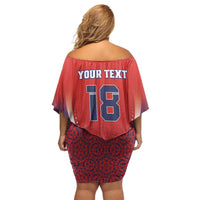 Custom Costa Rica Football Off Shoulder Short Dress Los Ticos Sporty Style - Wonder Print Shop