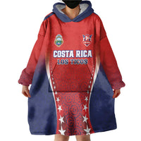 Custom Costa Rica Football Wearable Blanket Hoodie Los Ticos Sporty Style - Wonder Print Shop