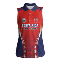 Custom Costa Rica Football Women Sleeveless Polo Shirt Los Ticos Sporty Style - Wonder Print Shop