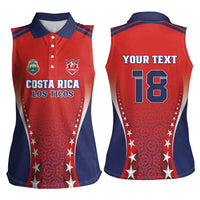 Custom Costa Rica Football Women Sleeveless Polo Shirt Los Ticos Sporty Style - Wonder Print Shop