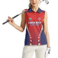 Custom Costa Rica Football Women Sleeveless Polo Shirt Los Ticos Sporty Style - Wonder Print Shop