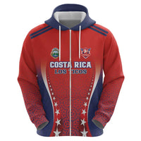 Custom Costa Rica Football Zip Hoodie Los Ticos Sporty Style - Wonder Print Shop