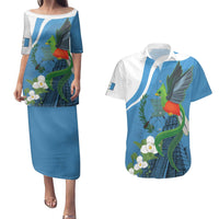 Guatemala Independence Day Couples Matching Puletasi and Hawaiian Shirt Guatemalan Quetzal Libre Crezca Fecundo - Wonder Print Shop