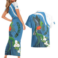 Guatemala Independence Day Couples Matching Short Sleeve Bodycon Dress and Hawaiian Shirt Guatemalan Quetzal Libre Crezca Fecundo - Wonder Print Shop