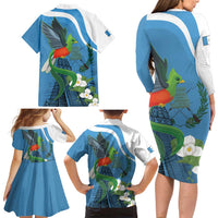 Guatemala Independence Day Family Matching Long Sleeve Bodycon Dress and Hawaiian Shirt Guatemalan Quetzal Libre Crezca Fecundo - Wonder Print Shop