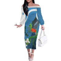 Guatemala Independence Day Family Matching Off The Shoulder Long Sleeve Dress and Hawaiian Shirt Guatemalan Quetzal Libre Crezca Fecundo - Wonder Print Shop