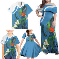 Guatemala Independence Day Family Matching Off Shoulder Maxi Dress and Hawaiian Shirt Guatemalan Quetzal Libre Crezca Fecundo - Wonder Print Shop