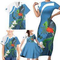 Guatemala Independence Day Family Matching Short Sleeve Bodycon Dress and Hawaiian Shirt Guatemalan Quetzal Libre Crezca Fecundo - Wonder Print Shop