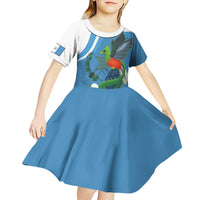 Guatemala Independence Day Kid Short Sleeve Dress Guatemalan Quetzal Libre Crezca Fecundo - Wonder Print Shop