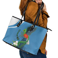 Guatemala Independence Day Leather Tote Bag Guatemalan Quetzal Libre Crezca Fecundo - Wonder Print Shop