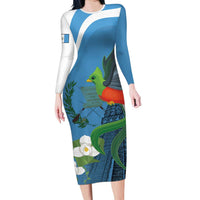 Guatemala Independence Day Long Sleeve Bodycon Dress Guatemalan Quetzal Libre Crezca Fecundo - Wonder Print Shop