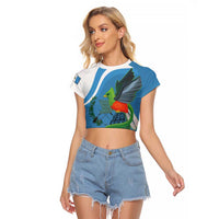 Guatemala Independence Day Raglan Cropped T Shirt Guatemalan Quetzal Libre Crezca Fecundo - Wonder Print Shop