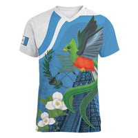 Guatemala Independence Day Women V-Neck T-Shirt Guatemalan Quetzal Libre Crezca Fecundo - Wonder Print Shop
