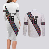 Custom Guatemala Football Couples Matching Long Sleeve Bodycon Dress and Long Sleeve Button Shirt Los Chapines White Version - Wonder Print Shop